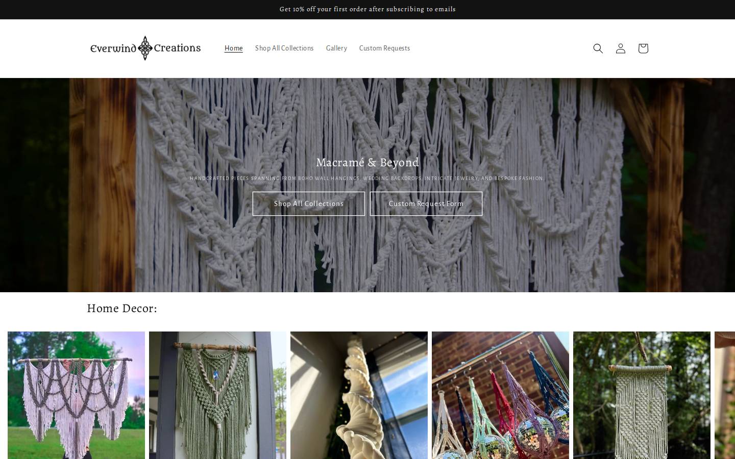 everwindcreations.com homepage screenshot