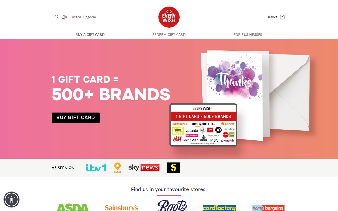 EVERYWISH UK homepage screenshot