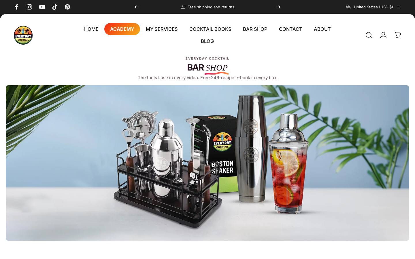 everydaycocktail.com homepage screenshot