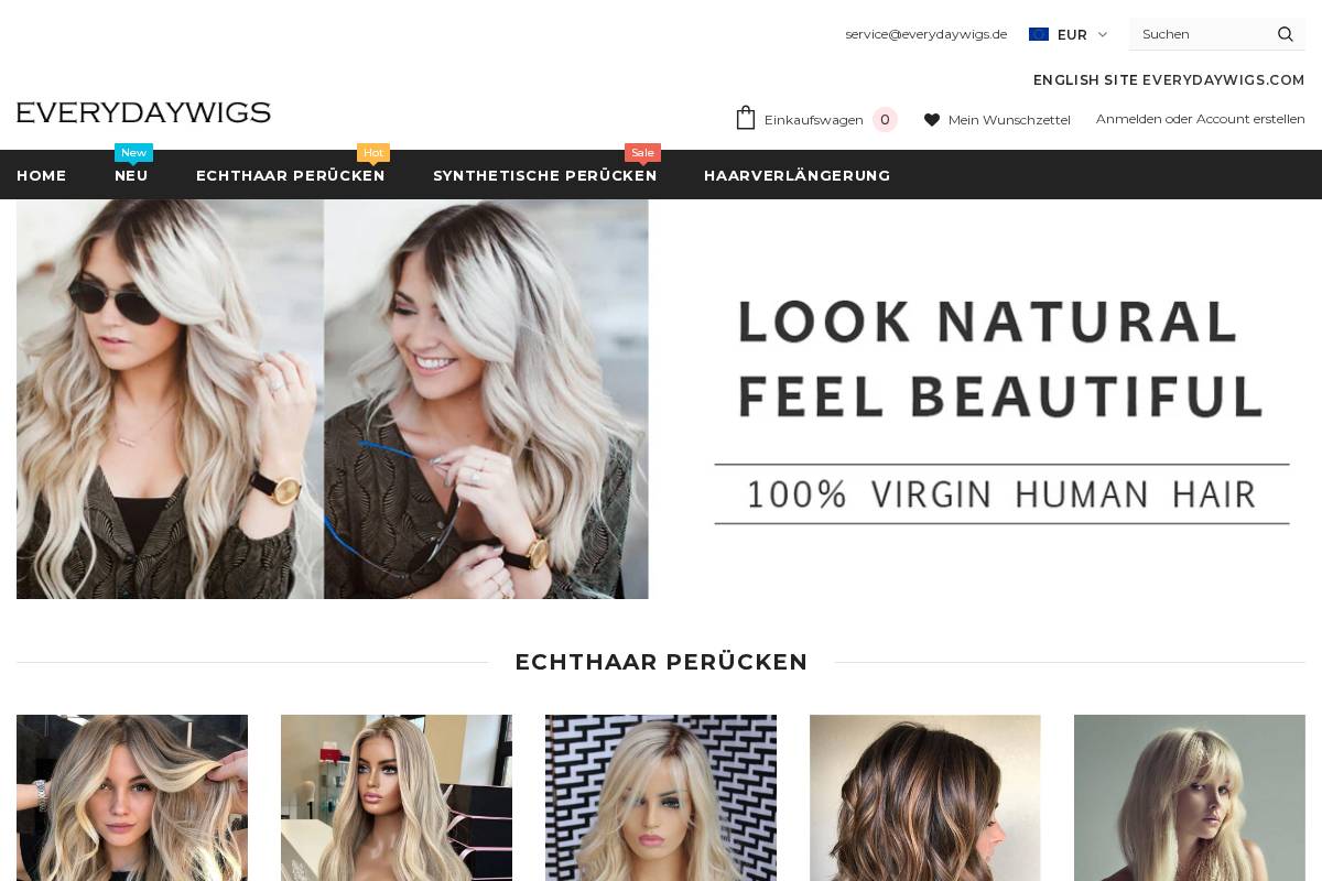 Everydaywigs homepage screenshot