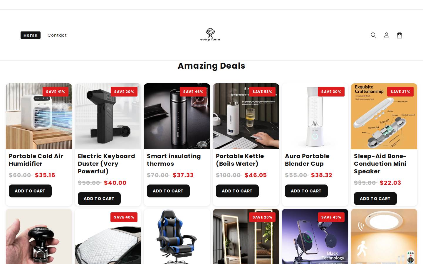 everyformapparel.com homepage screenshot
