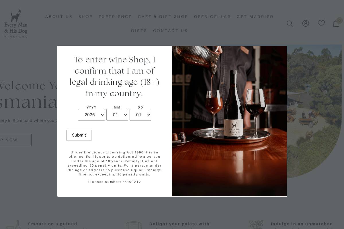 everymanandhisdogvineyard.com homepage screenshot