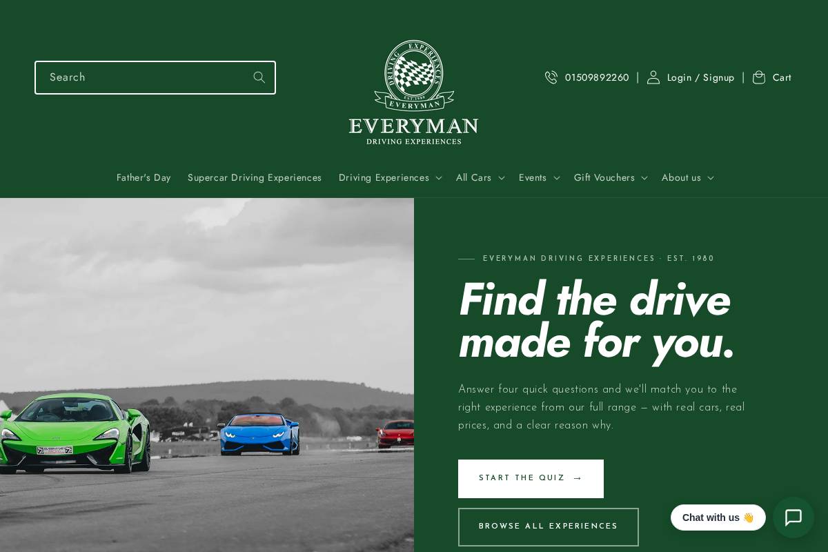 everymandrivingexperiences.co.uk homepage screenshot