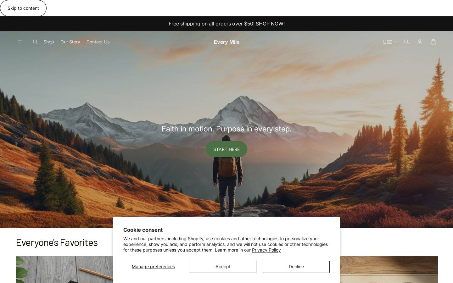 everymile.life homepage screenshot