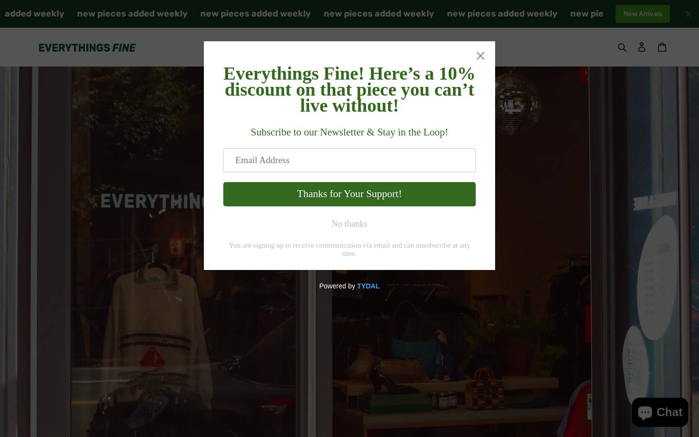 everythingsfinevintage.com homepage screenshot