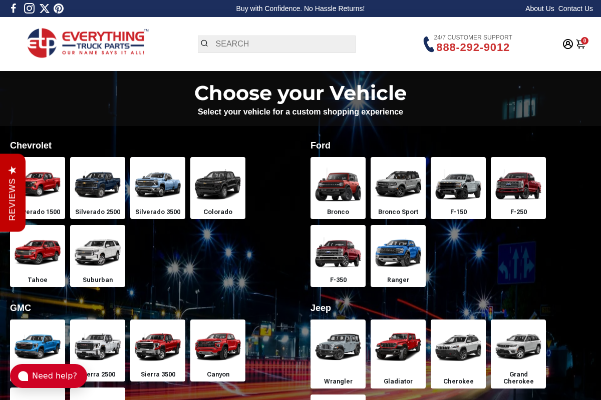 EverythingTruckParts.com homepage screenshot