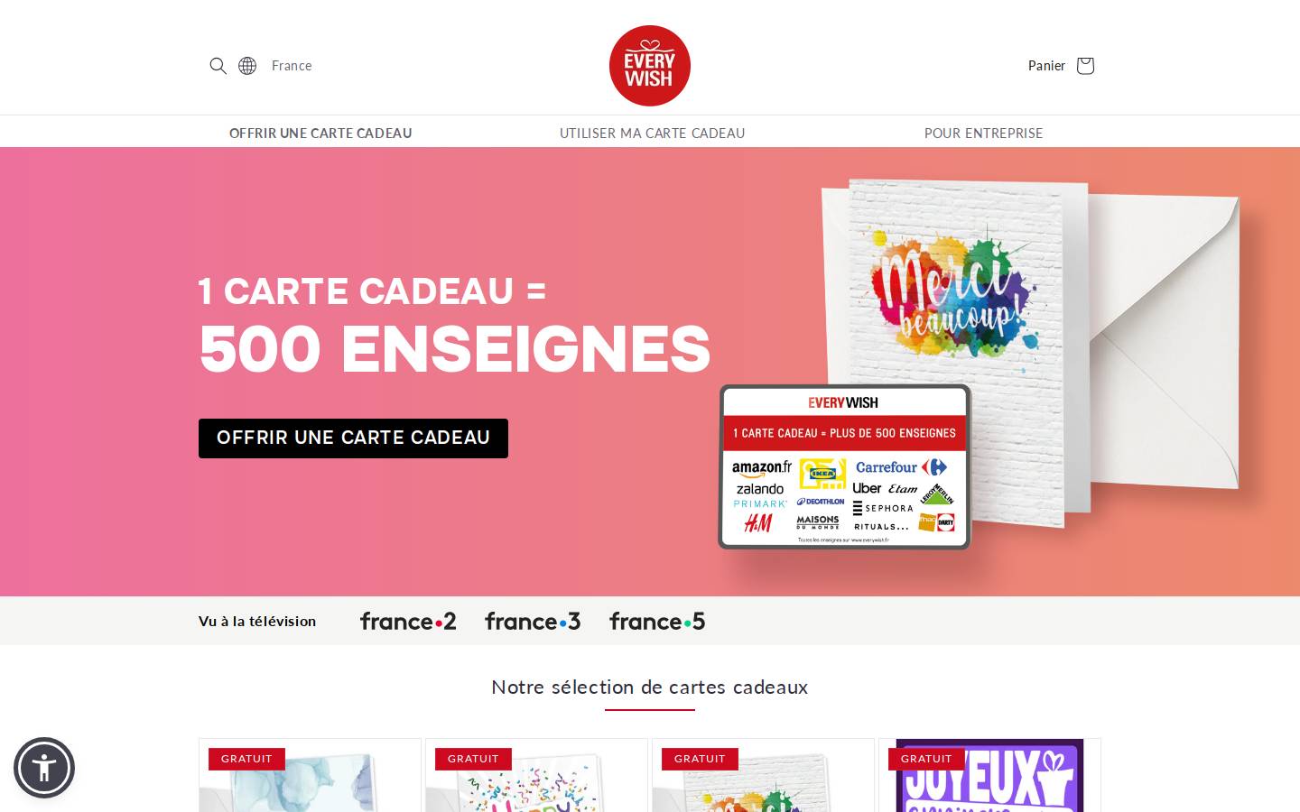 Everywish France homepage screenshot