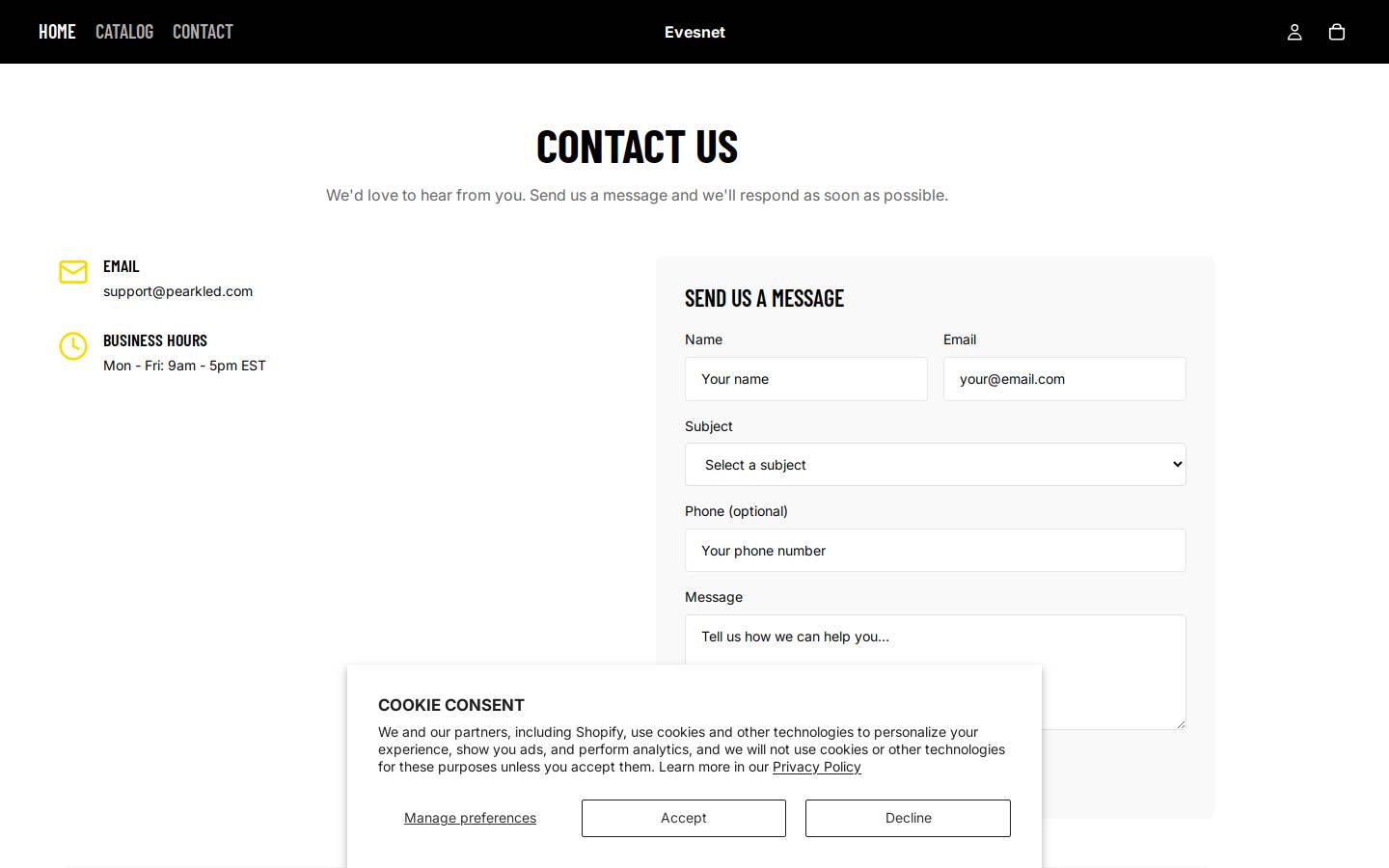 evesnet.com homepage screenshot