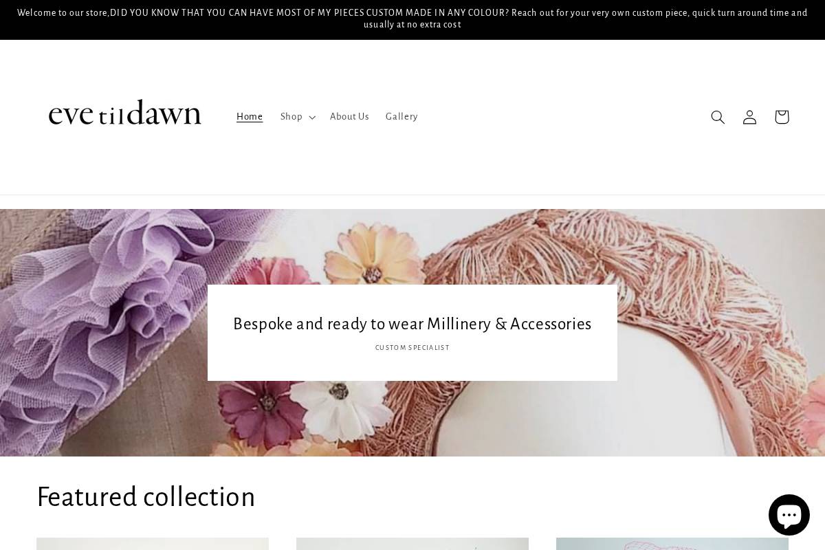 evetildawn.com.au homepage screenshot