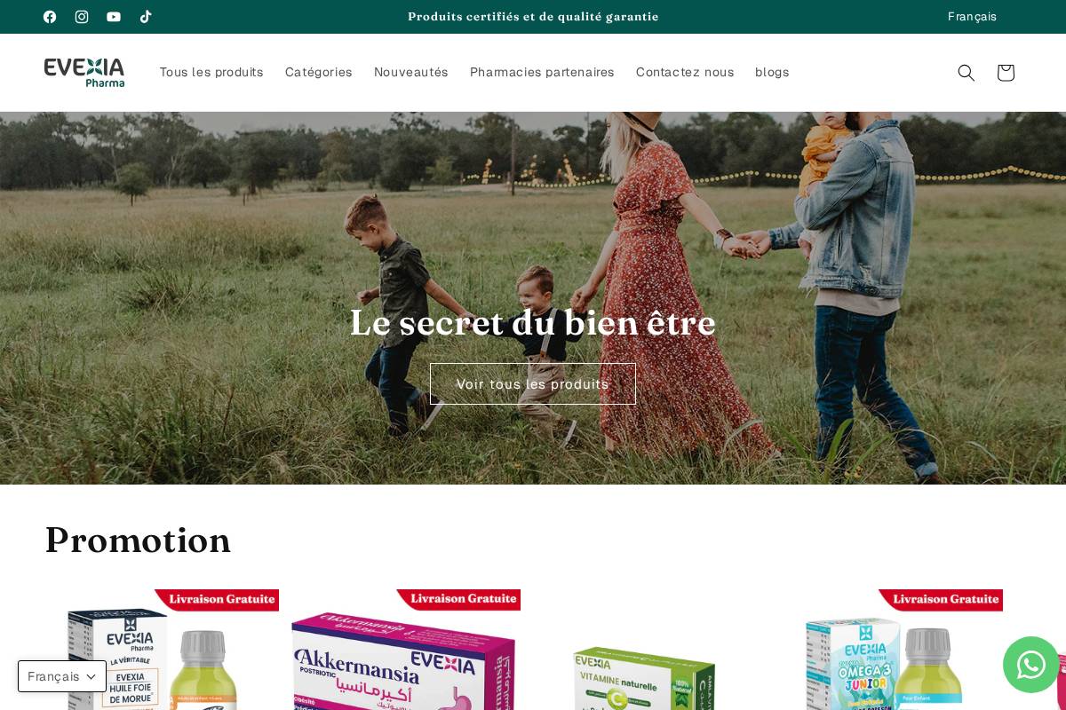 evexiapharmadz.com homepage screenshot