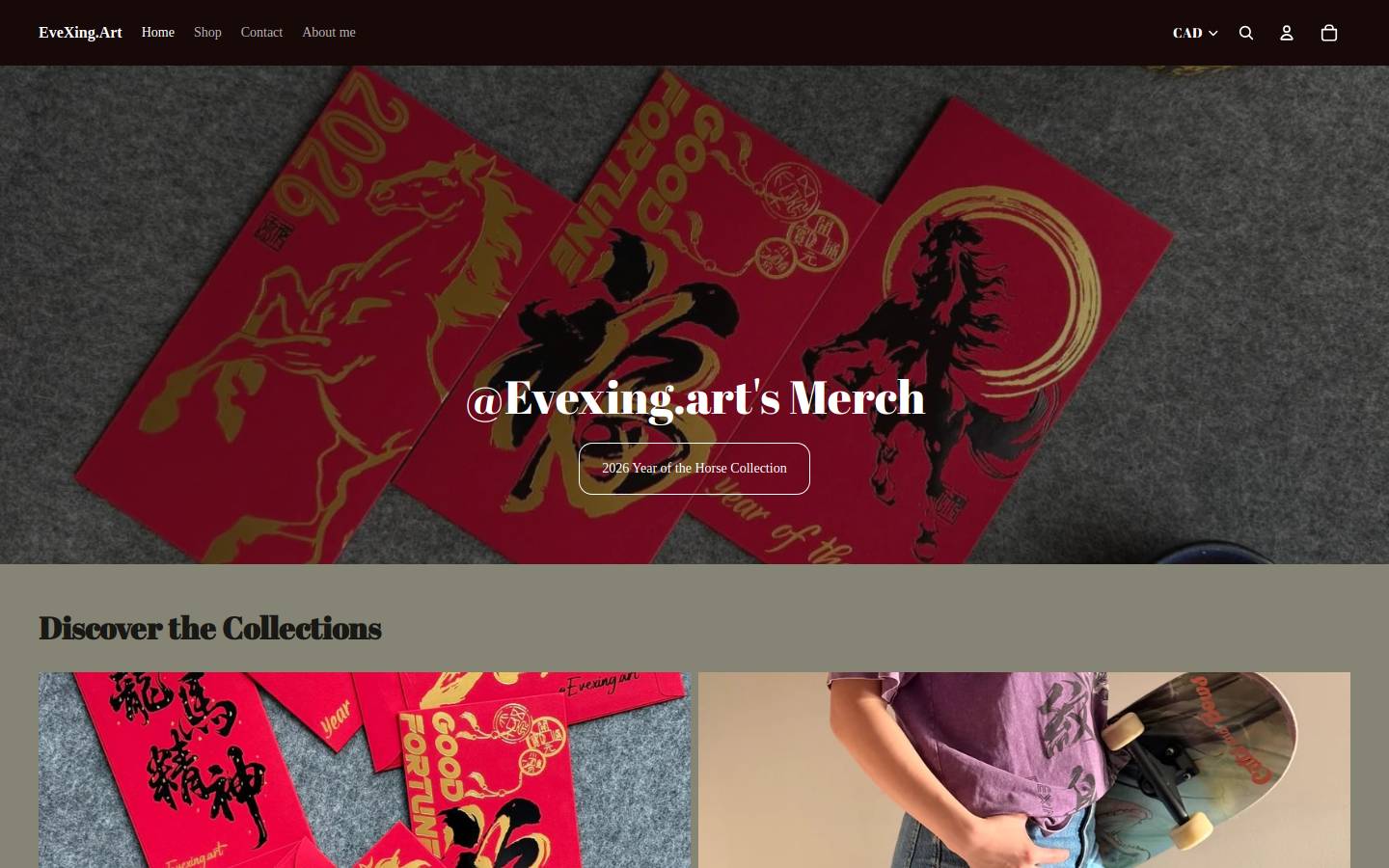 evexing.art homepage screenshot