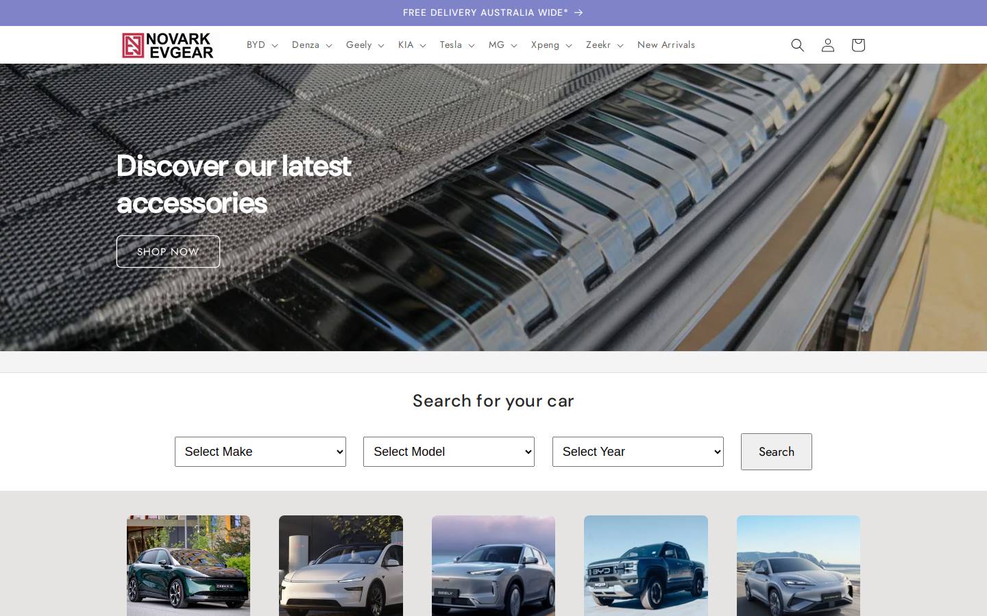 evgear.com.au homepage screenshot