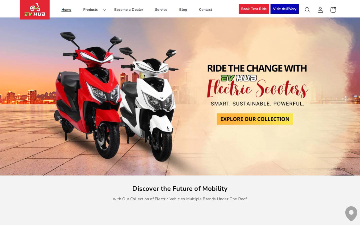 evhub.co.in homepage screenshot
