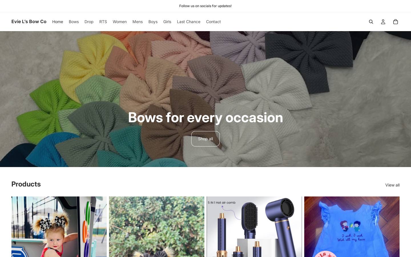 evielsbowco.shop homepage screenshot