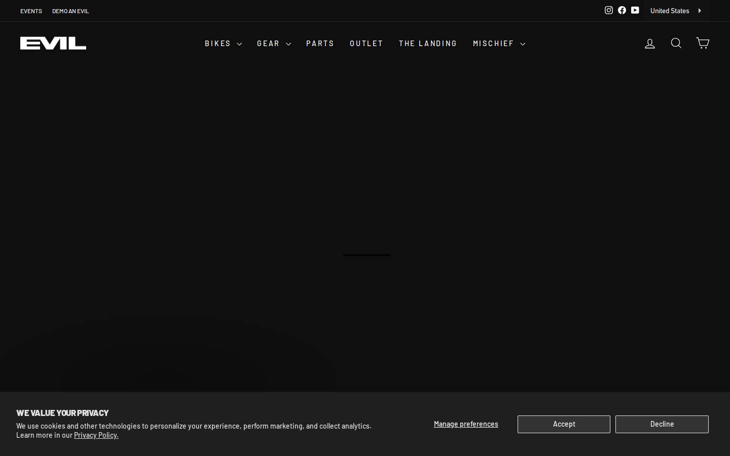 Evil Bikes homepage screenshot