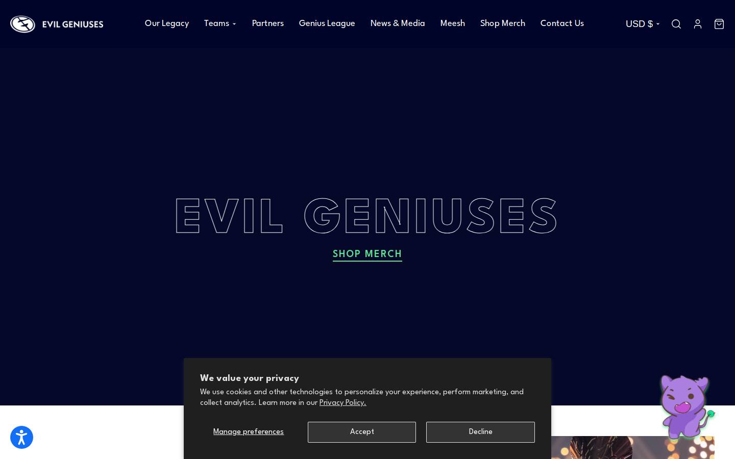 evilgeniuses.gg homepage screenshot