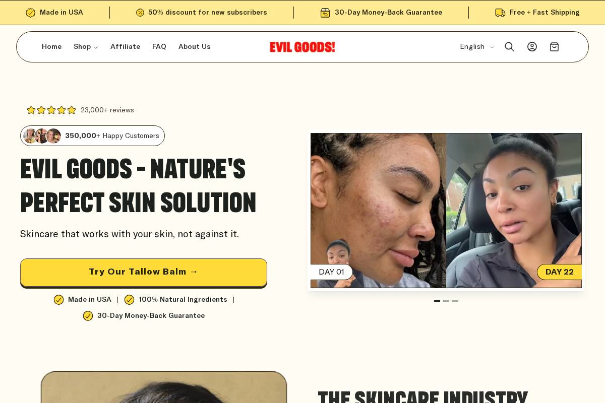 evilgoods.com homepage screenshot
