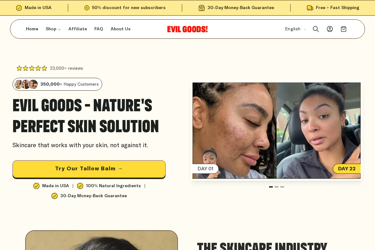 EVIL GOODS! homepage screenshot