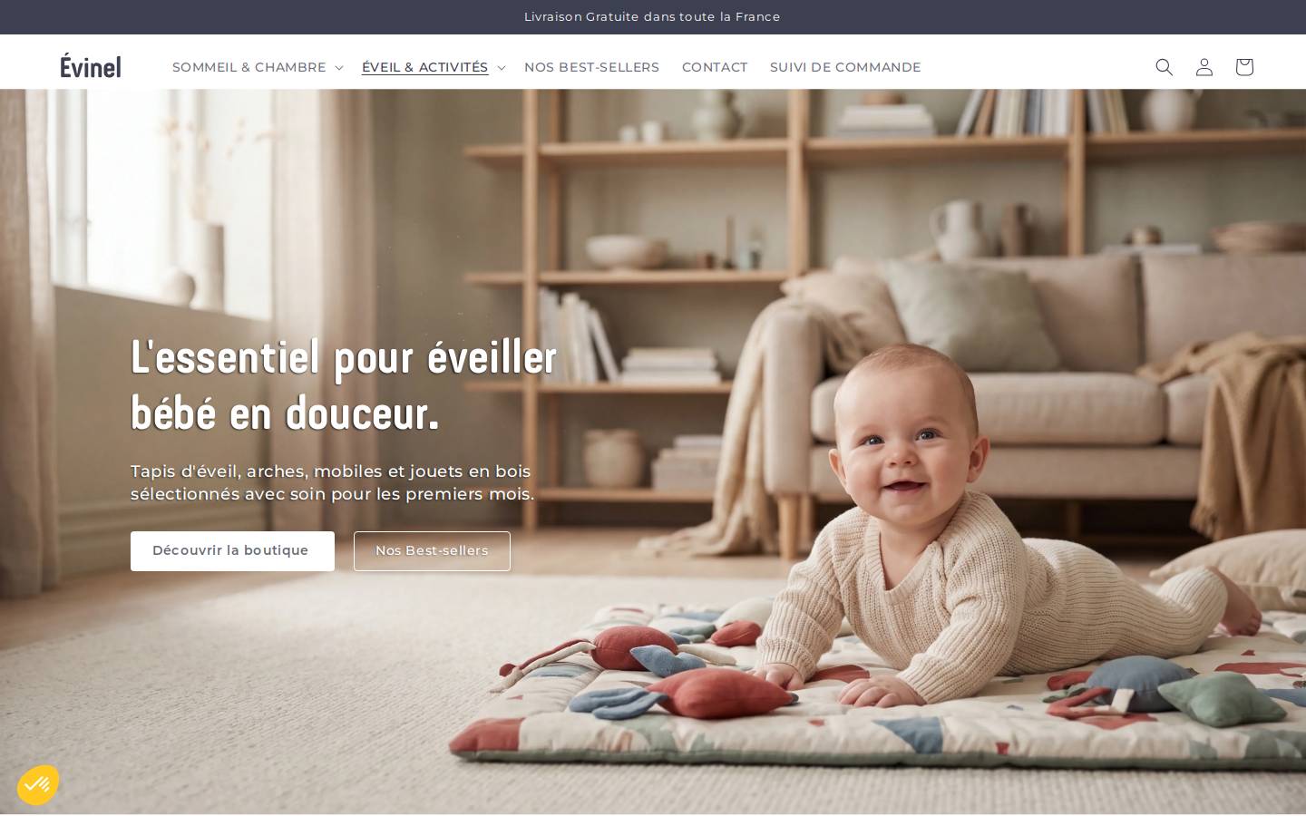 Evinel homepage screenshot