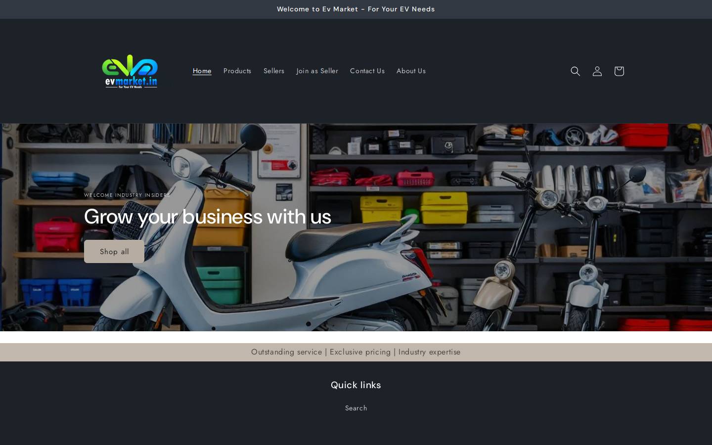 evmarket.in homepage screenshot