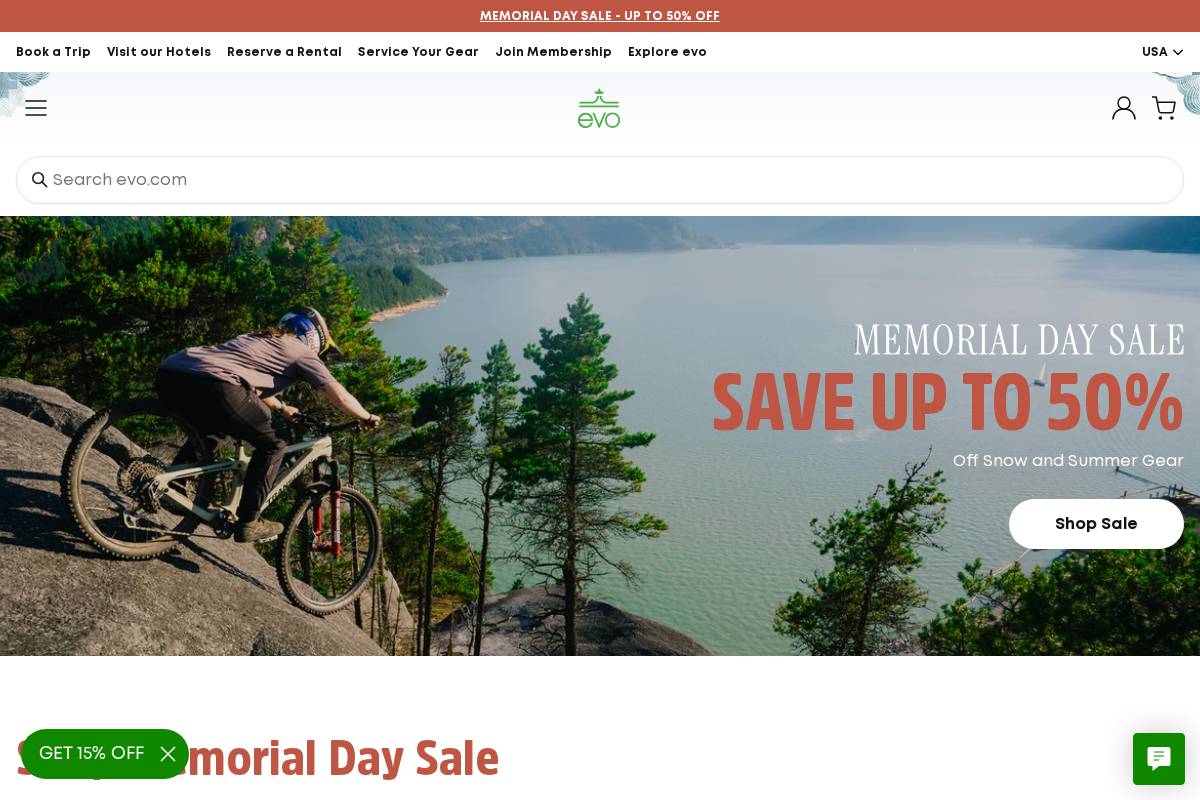 evo.com homepage screenshot