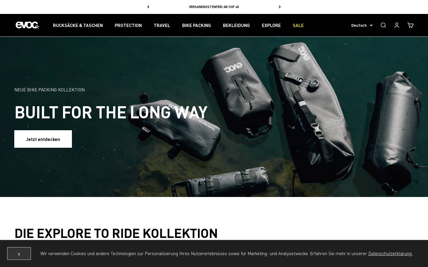 Evocsports homepage screenshot