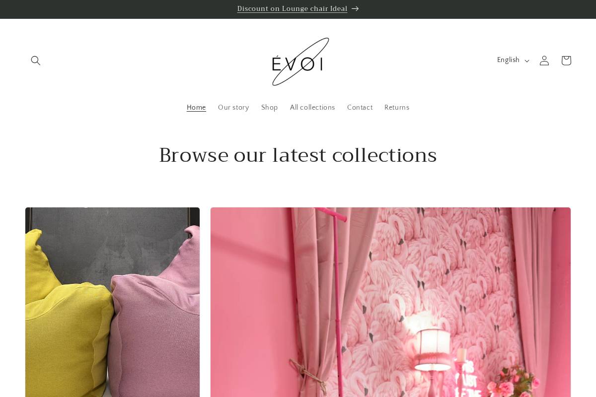 evoi-furniture.com homepage screenshot