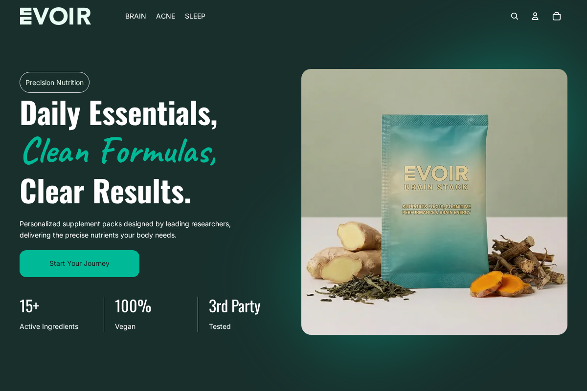 Evoir homepage screenshot