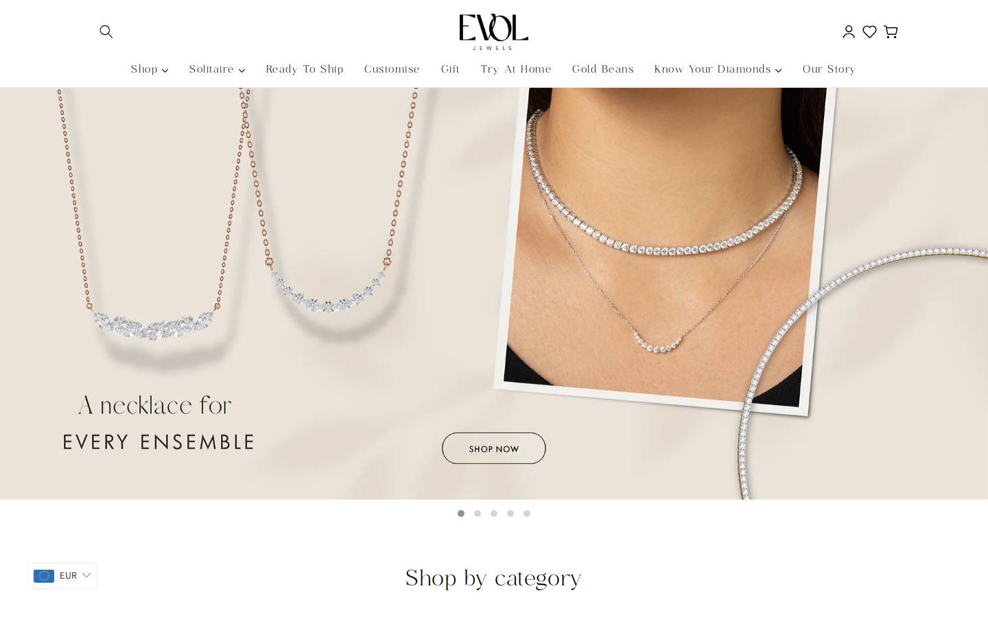 evoljewels.com homepage screenshot