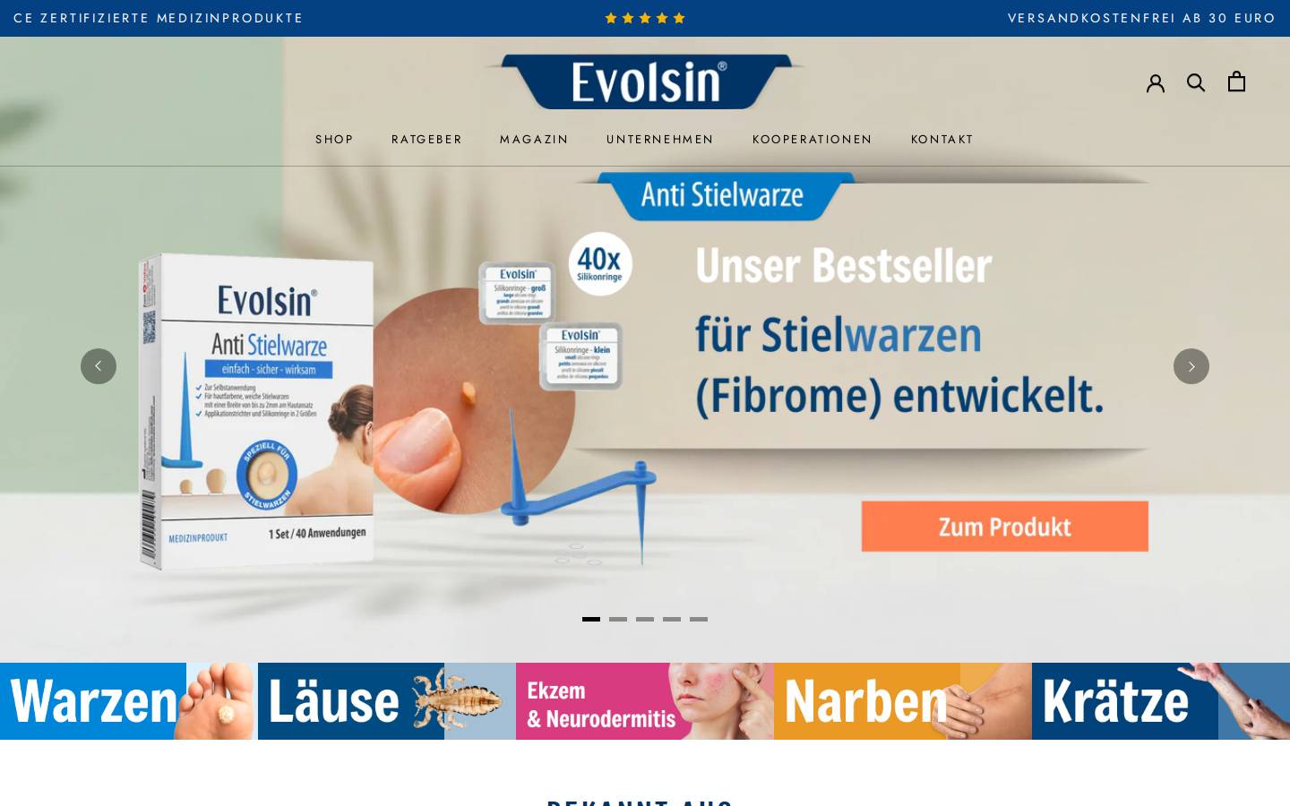 evolsin-medical.com homepage screenshot