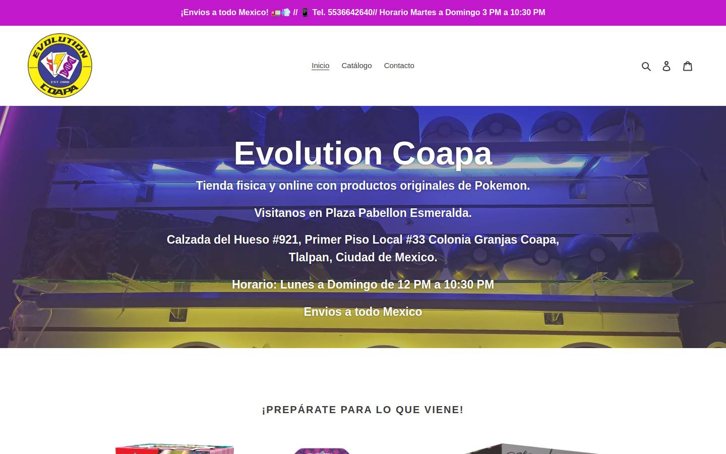 evolutioncoapa.com homepage screenshot