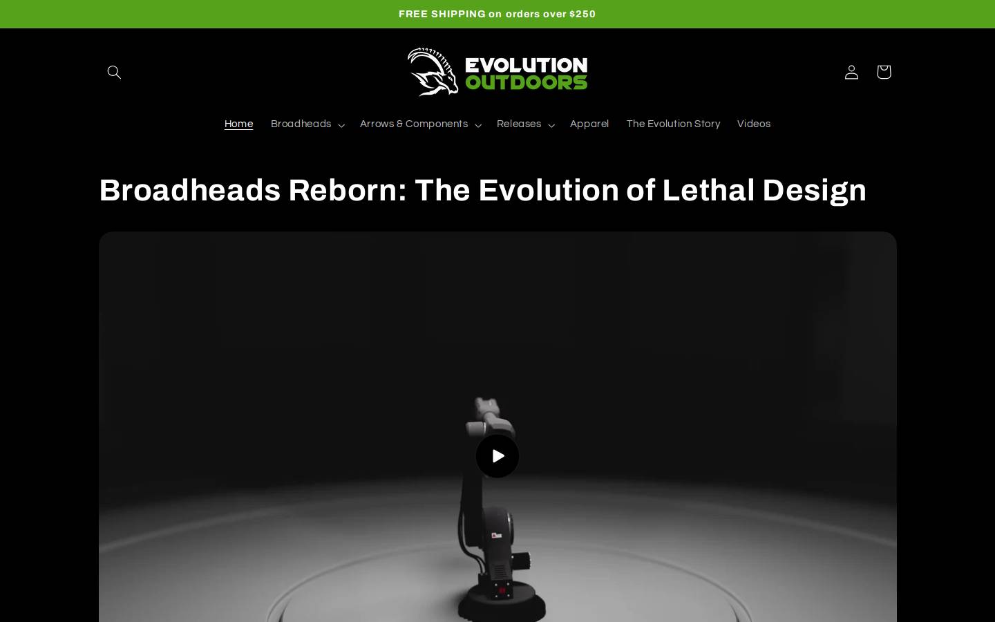 evolutionoutdoors.com homepage screenshot