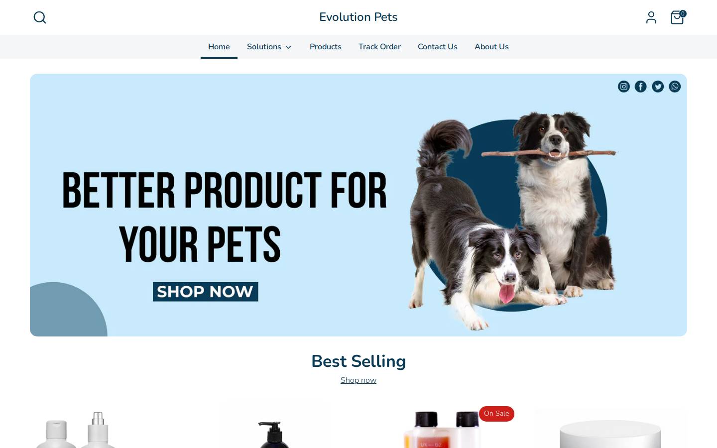 evolutionpets.com homepage screenshot