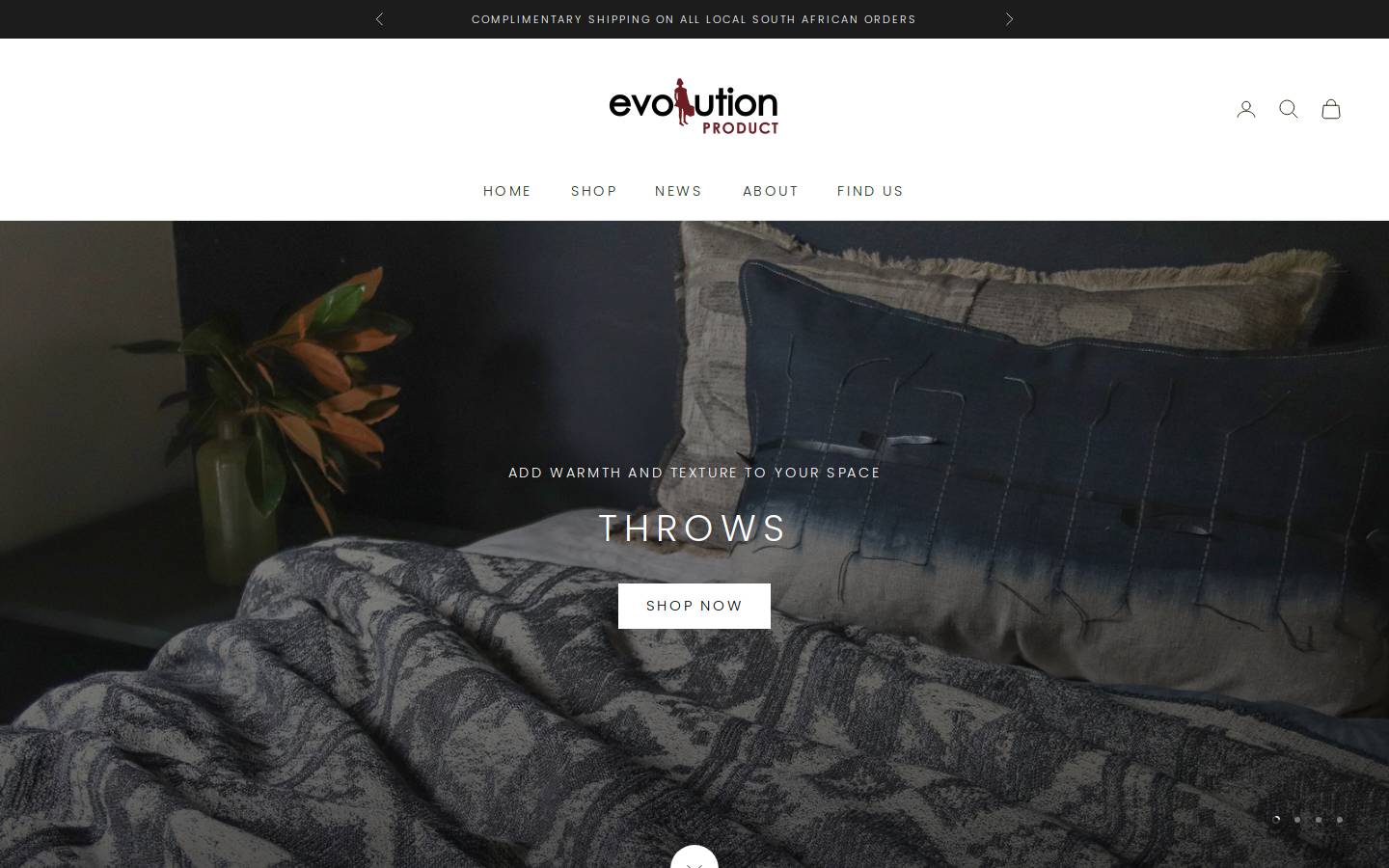 evolutionproducts.co.za homepage screenshot