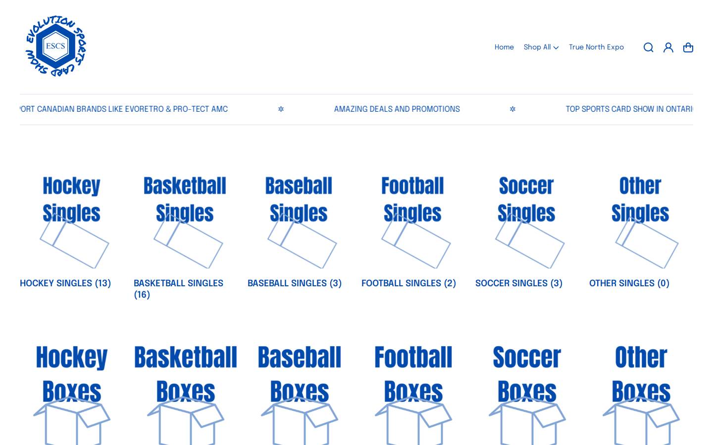 evolutionsportscards.ca homepage screenshot