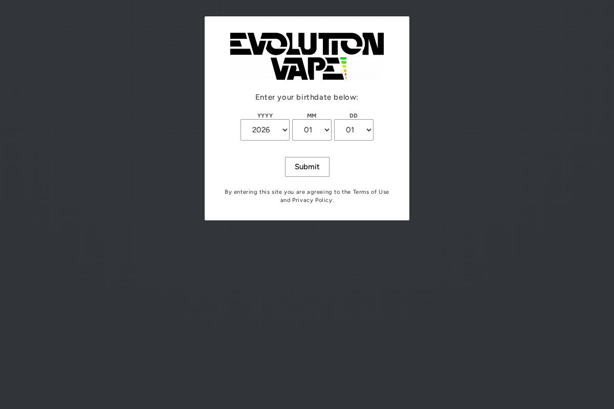 Evolutionvape homepage screenshot