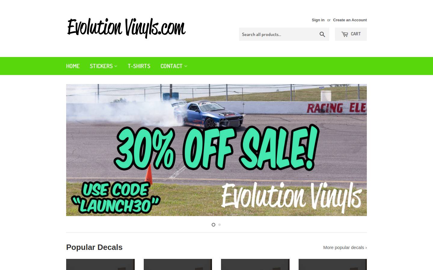 evolutionvinyls.com homepage screenshot