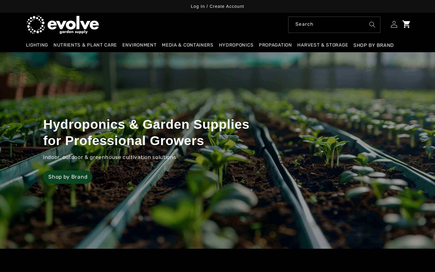 evolvegardensupply.com homepage screenshot