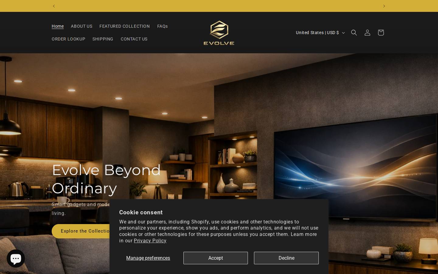 evolveshop.co homepage screenshot