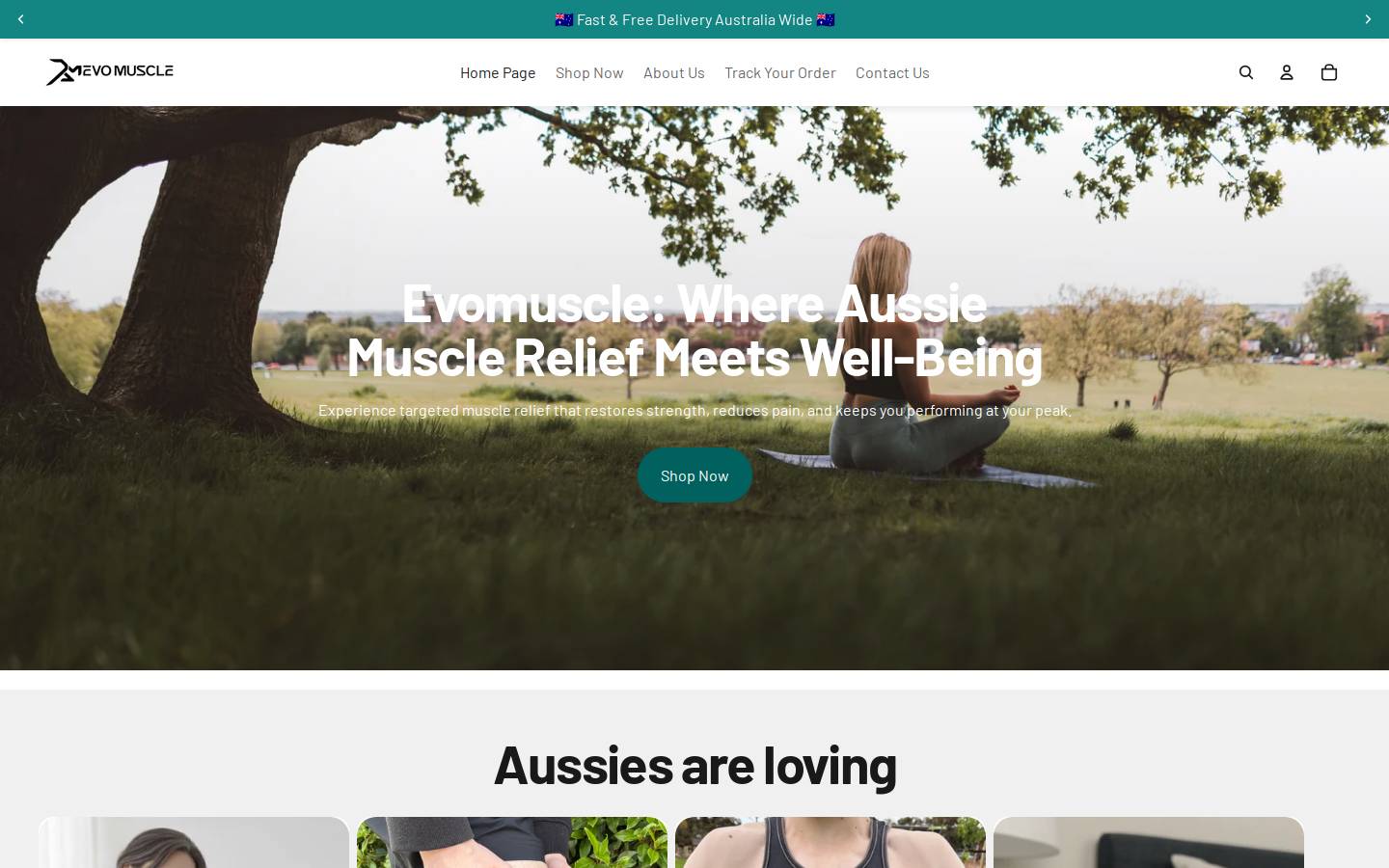 evomuscle.com.au homepage screenshot