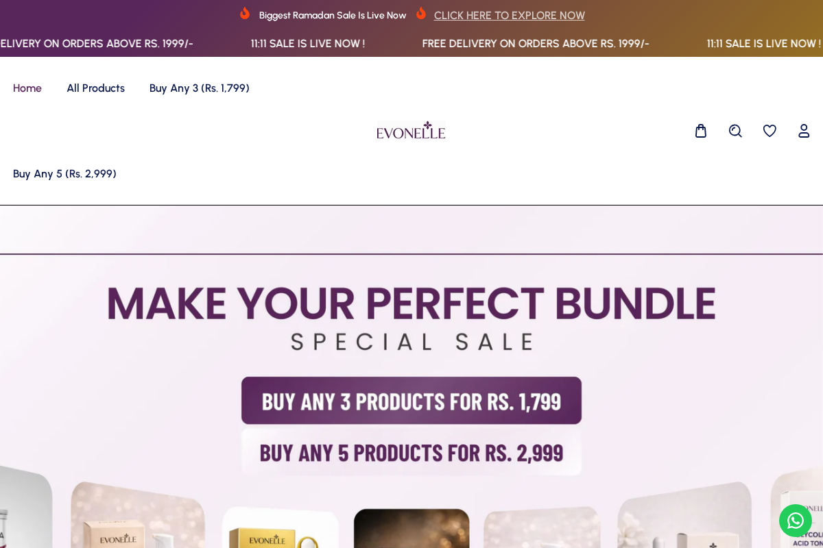 evonelle.pk homepage screenshot