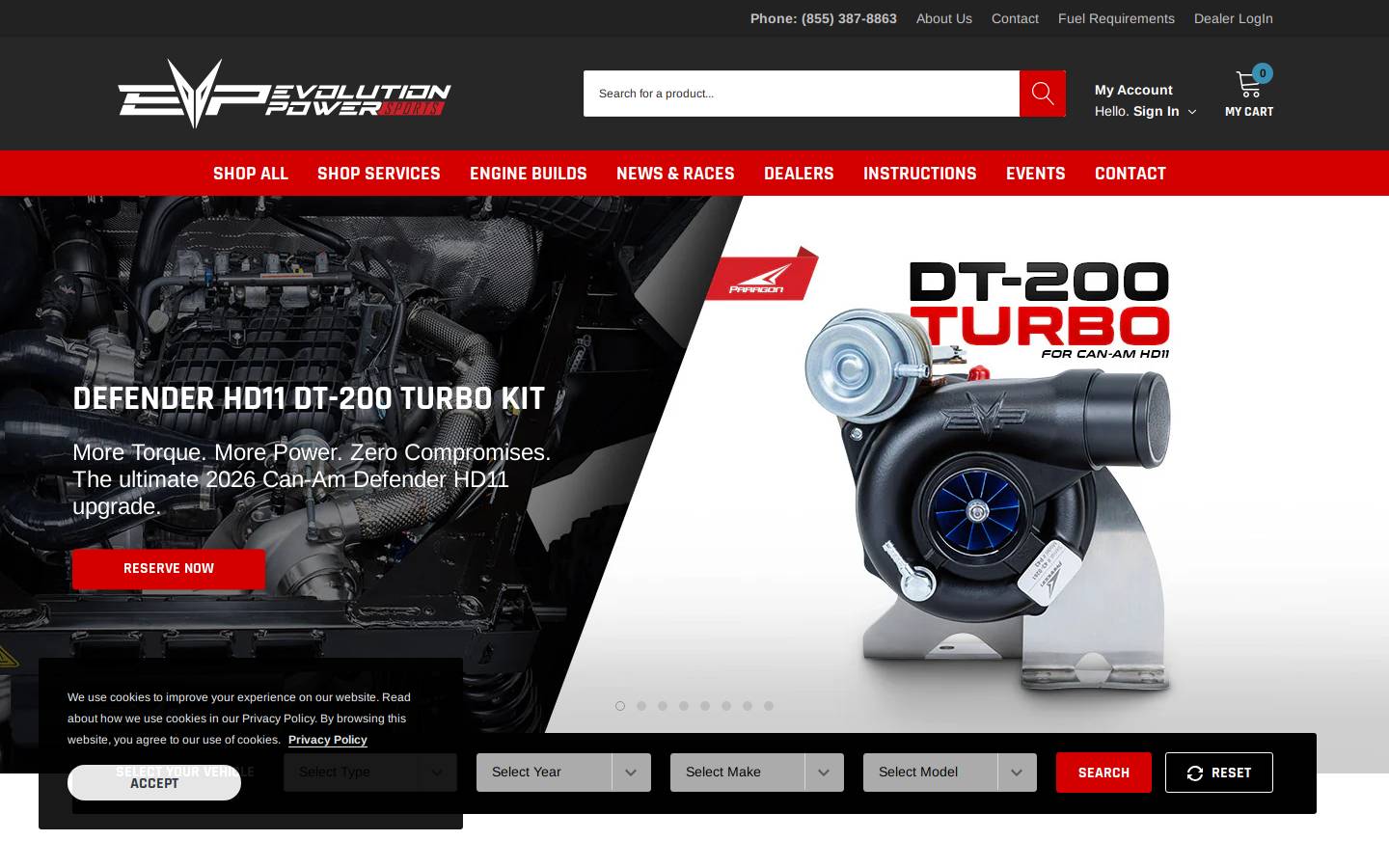 evopowersports.com homepage screenshot