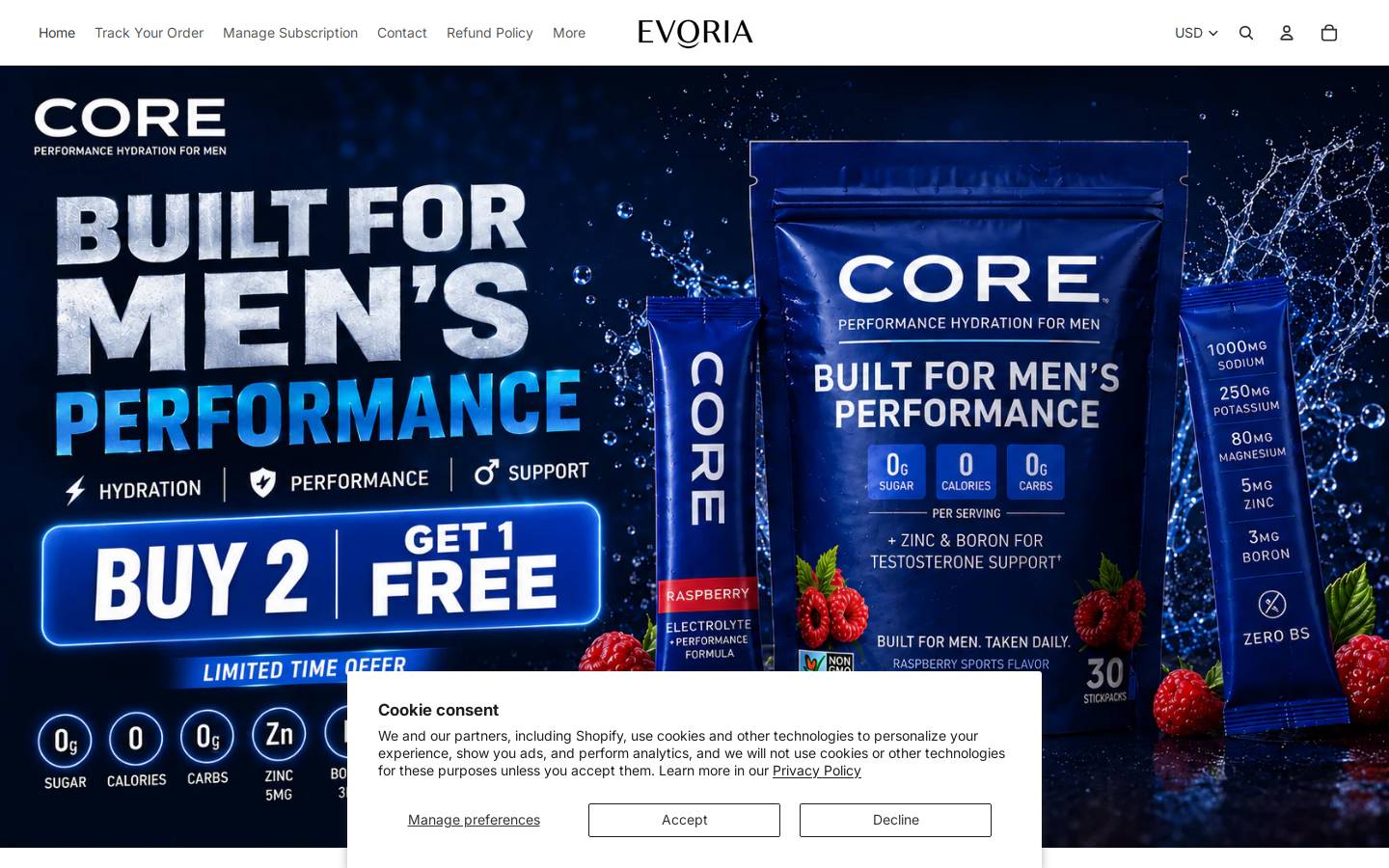 evoria.online homepage screenshot