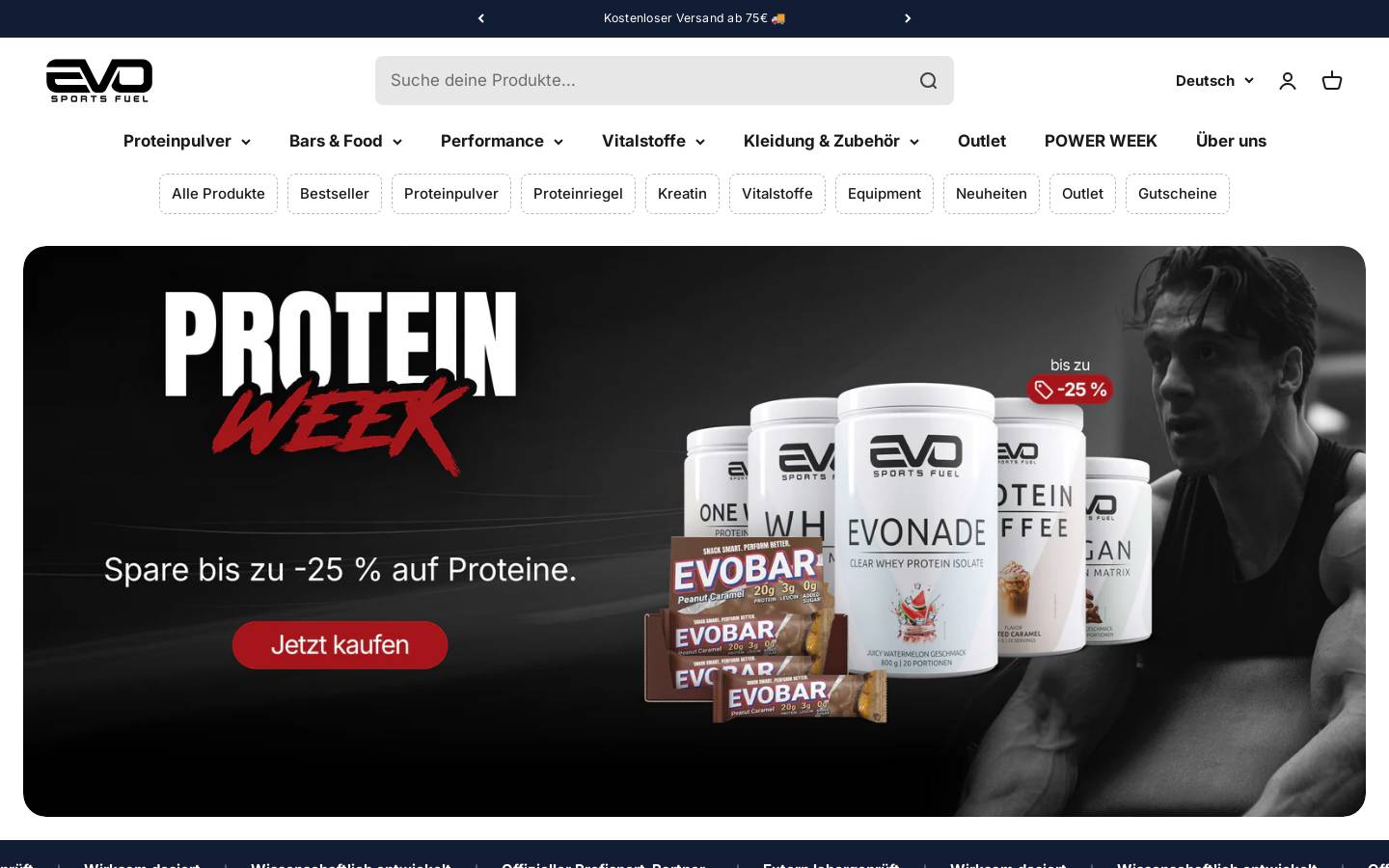 EVO SPORTS FUEL homepage screenshot