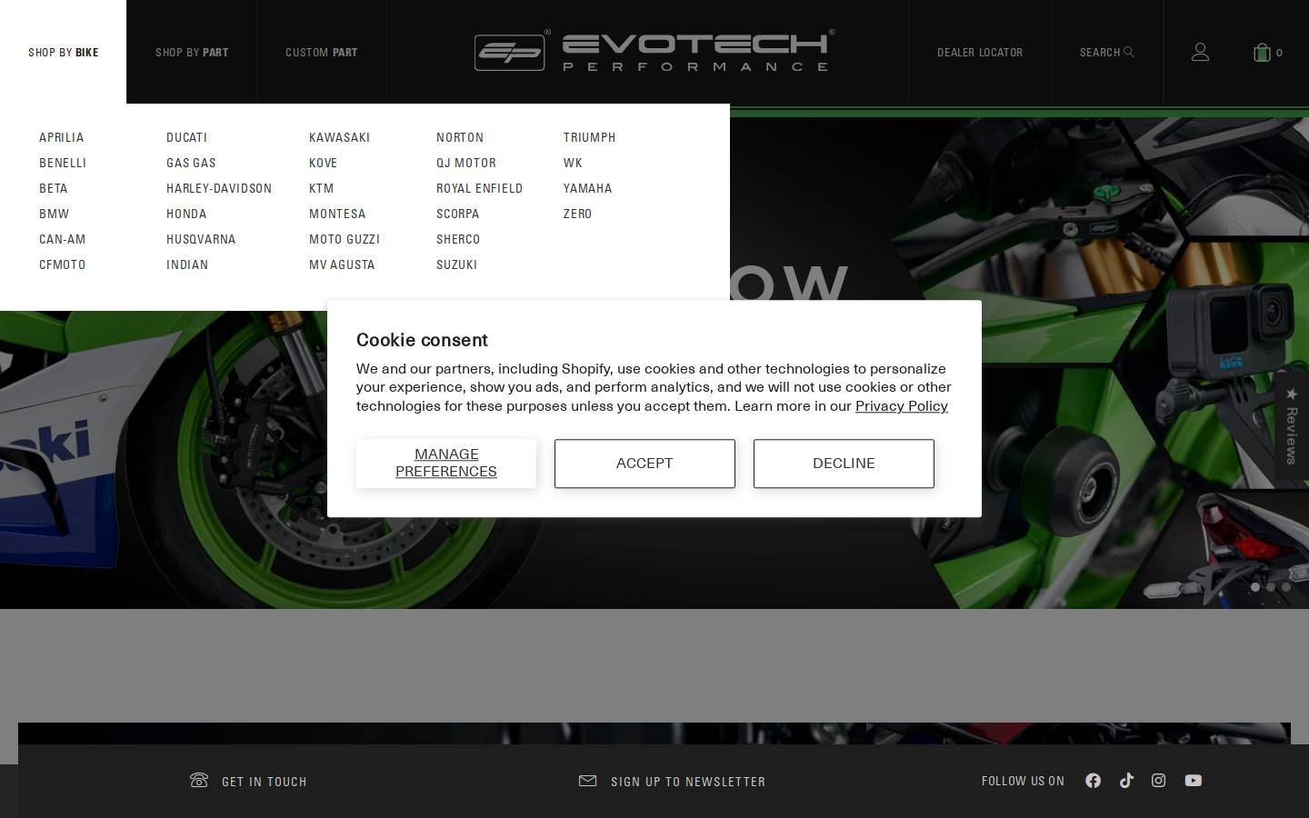 Evotech Performance homepage screenshot