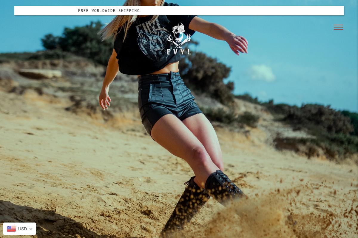 Evylapparel homepage screenshot