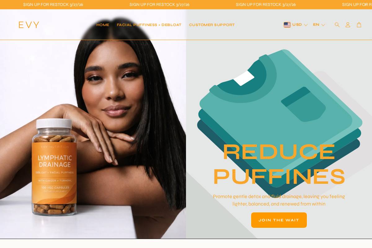 evynutrition.co homepage screenshot