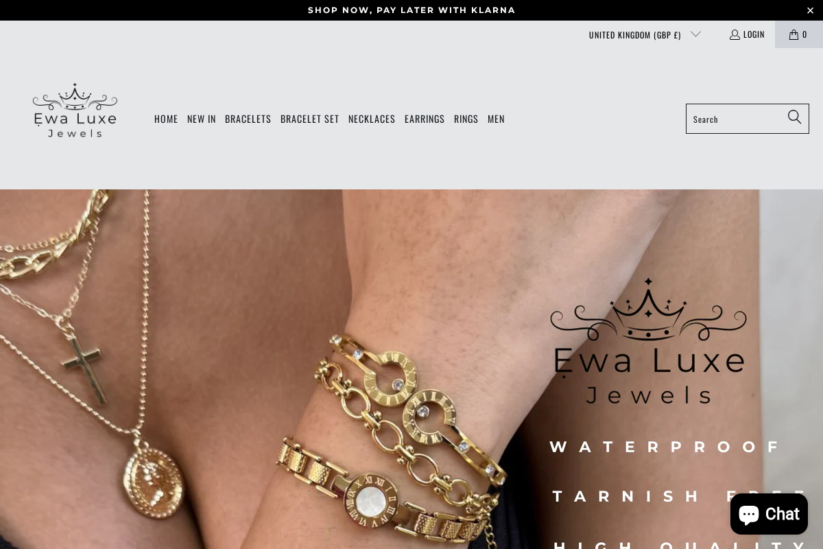 ewaluxejewels.com homepage screenshot