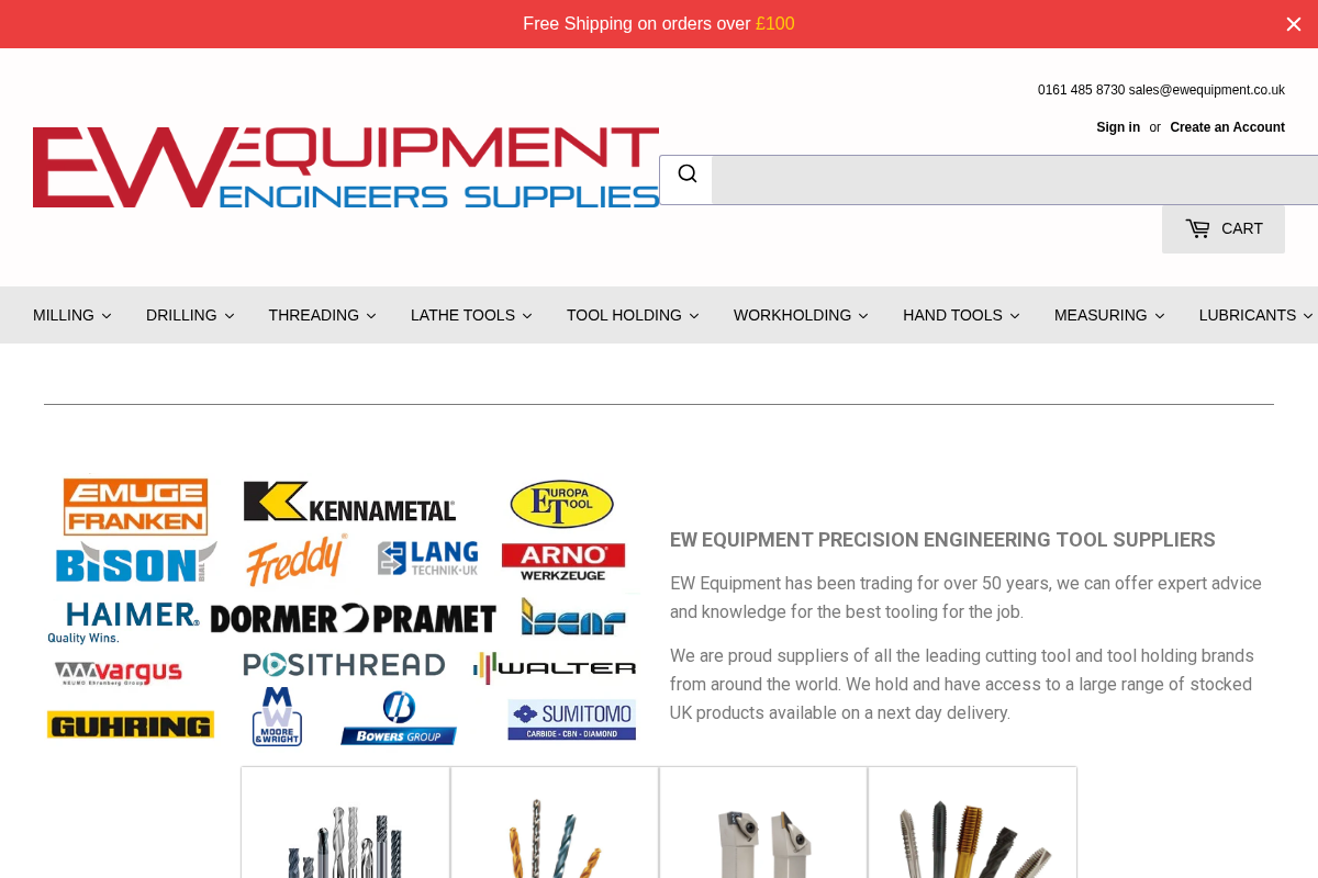 EW Equipment homepage screenshot