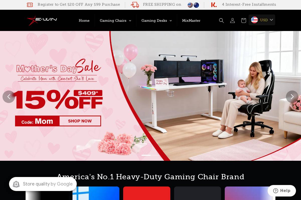 EwinRacing homepage screenshot